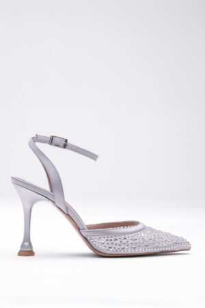 Mary Night Parlak Taşlı Bilekten Kemerli Parti Stilettosu