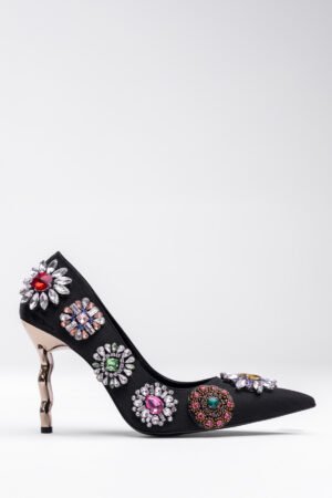 Mary Doğal Taşlı Zikzak Topuklu Ayakkabı