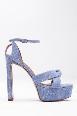 Mary Denim Kumaş Taş İşlemeli Platform Ayakkabı