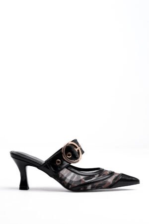Mary Leopard Dokulu Tokalı Topuklu Ayakkabı