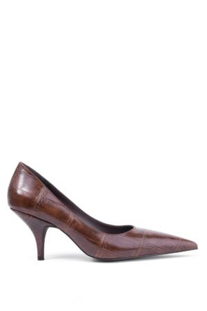 Mary Krokodil Desenli Sivri Burun Kadın Stiletto